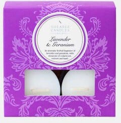 Shearer Candles Tea Lights Lavender & Geranium x 8