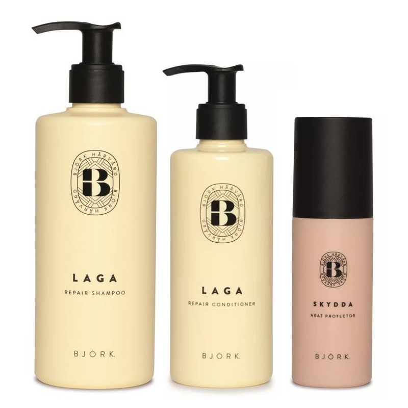 Björk Laga Shampoo 300ml + Conditioner 250ml + Björk Skydda 150ml