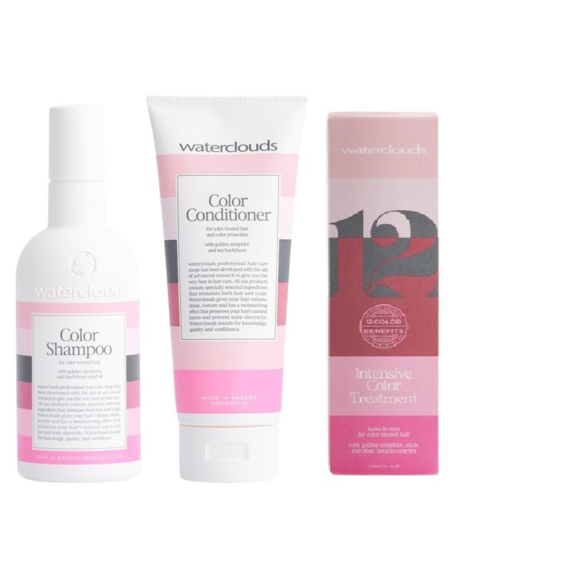 Waterclouds Color Shampoo 250ml + Color Conditioner 200ml + Intensive Color Treatment 150ml Waterclouds Color Shampoo 250ml + Color Conditioner 200ml + Intensive Color Treatment 150ml