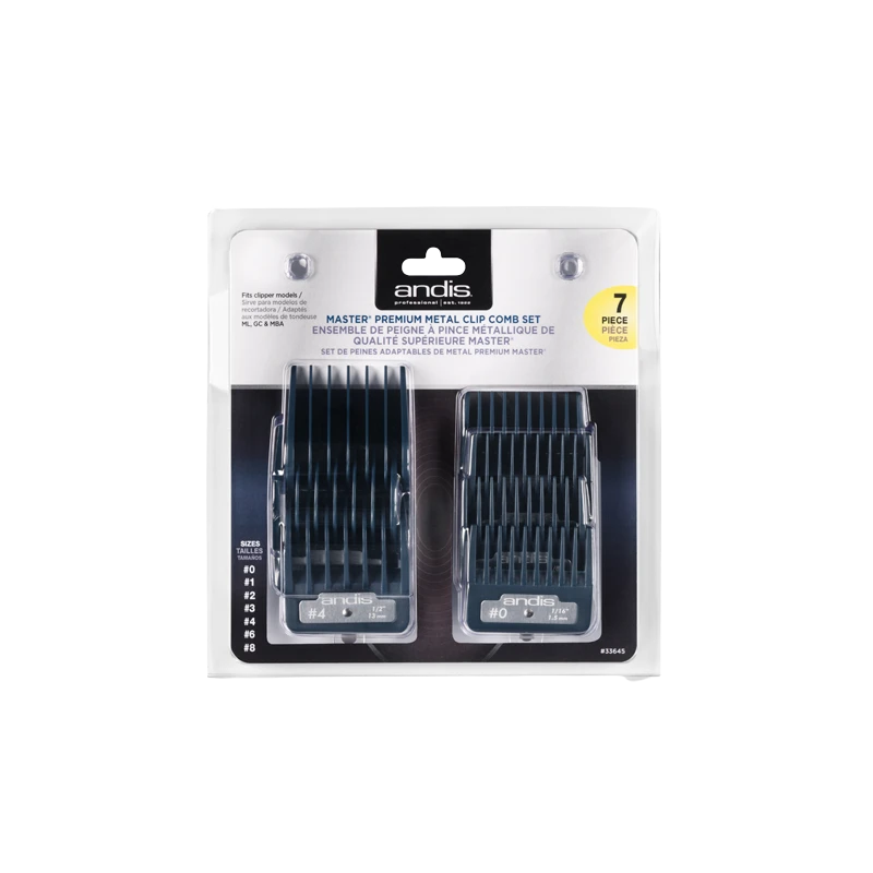 Andis Master Premium Metal Clip Comb Set, 7st distanskammar