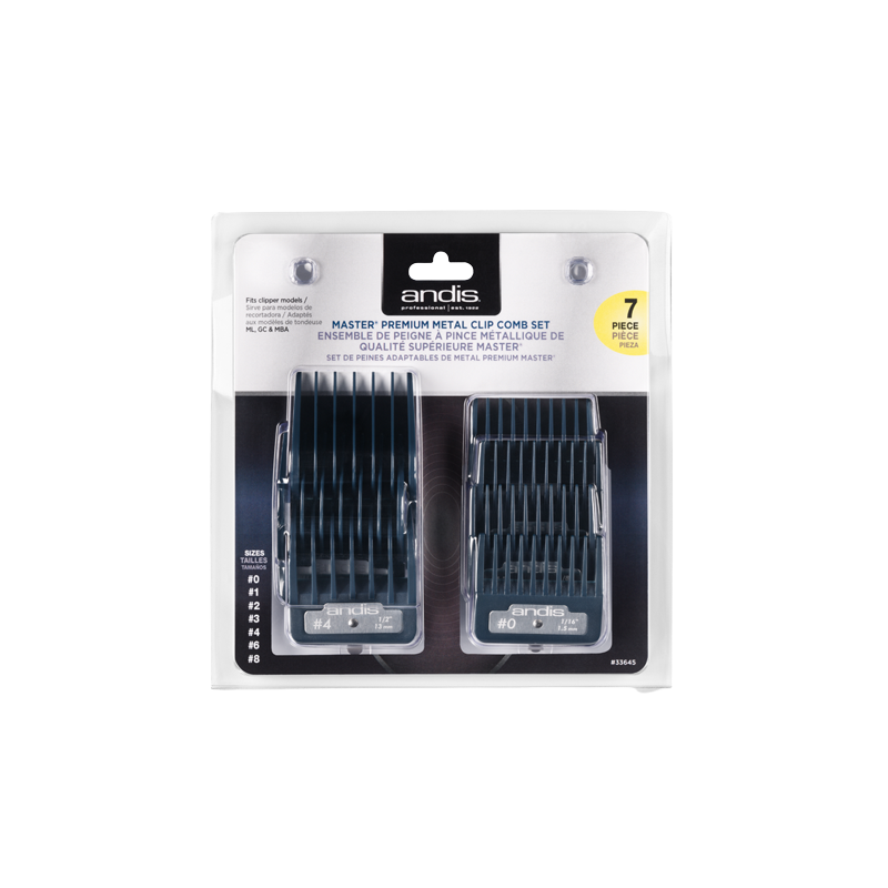 Andis Master Premium Metal Clip Comb Set, 7st distanskammar