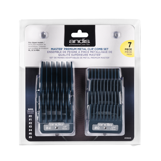Andis Master Premium Metal Clip Comb Set, 7st distanskammar