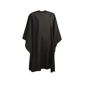 Wako Crinkle cape, with buttons, black