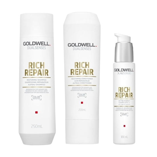 Goldwell Dualsenses Rich Repair Restoring Shampoo + Conditioner + 6 Effects Serum