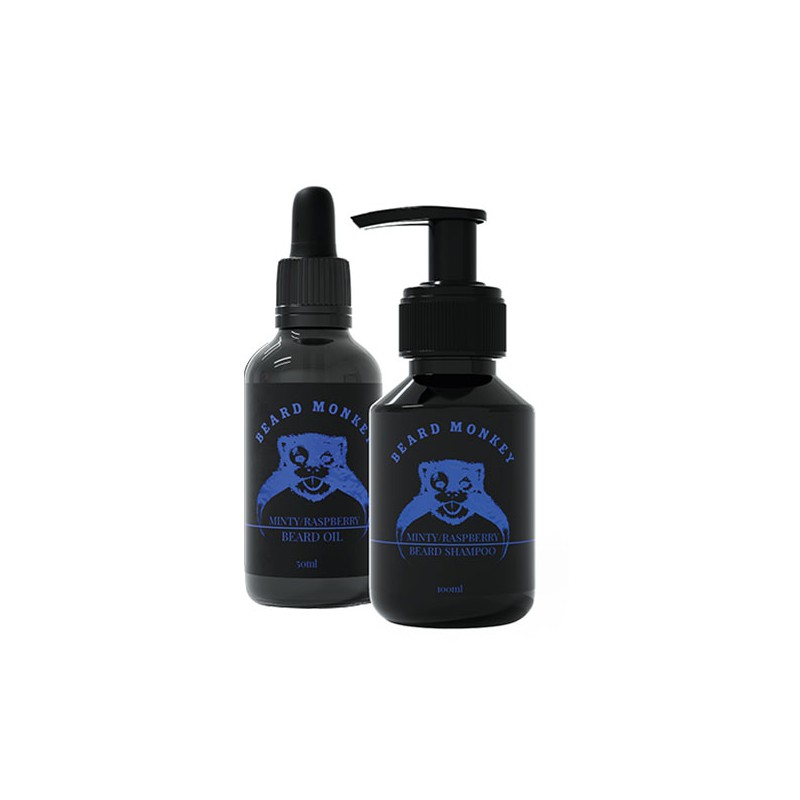 Beard Monkey Kit Oil 50ml & Shampoo 100ml (Minty / Raspberry)