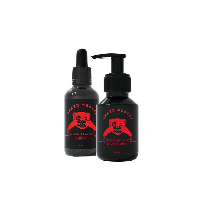 Beard Monkey Kit Oil 50ml & Shampoo 100ml (Orange / Cinnamon)