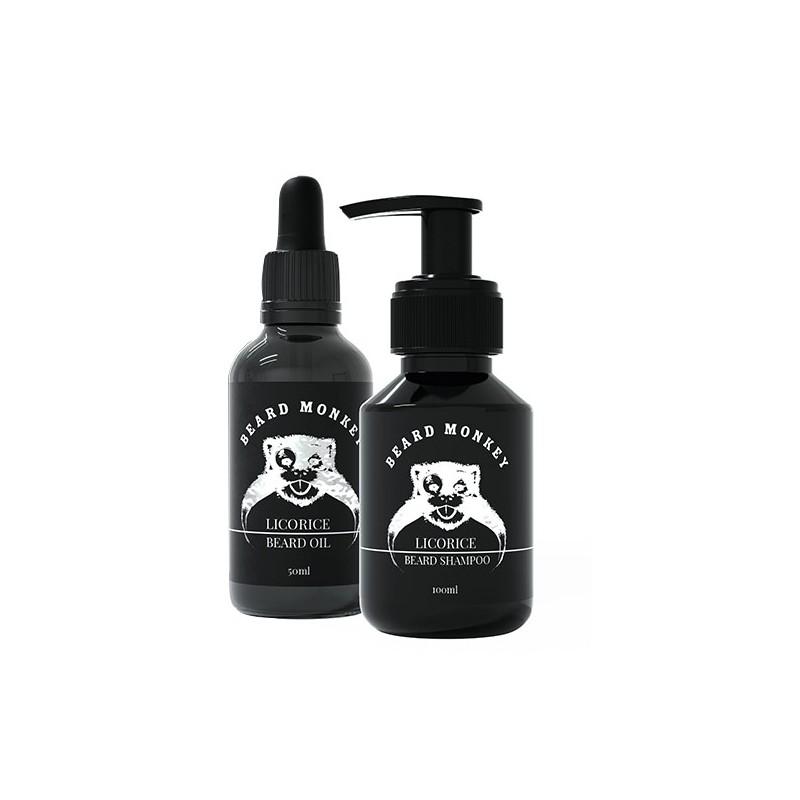 Beard Monkey Kit Oil 50ml & Shampoo 100ml (Licorice)