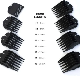 Wahl Cutting Guides 8 Combs - Black
