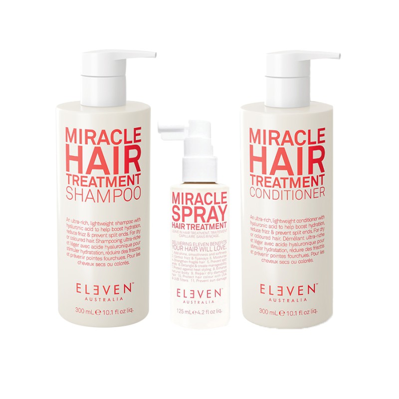 Eleven Australia Miracle Trio - Shampoo + Conditioner + Miracle Spray Hair Treatment Eleven Australia Miracle Trio - Shampoo + Conditioner + Miracle Spray Hair Treatment
