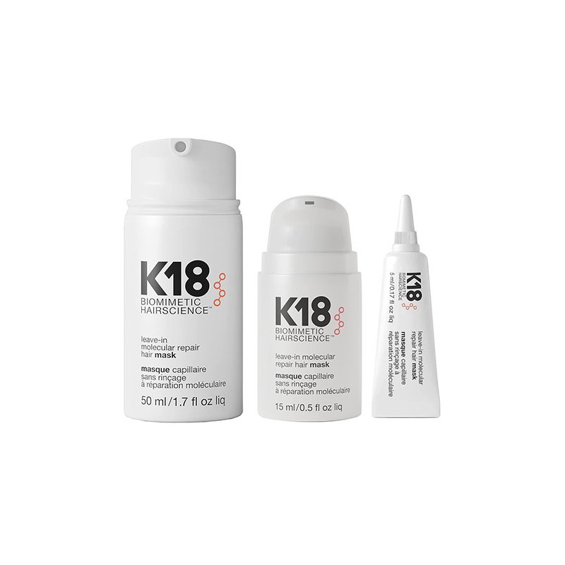 K18 Leave In Molecular Repair Mask 50ml + Leave In Molecular Repair Mask 15ml + Leave In Molecular Repair Mask Dose 5ml K18 Leave In Molecular Repair Mask 50ml + Leave In Molecular Repair Mask 15ml + Leave In Molecular Repair Mask Dose 5ml