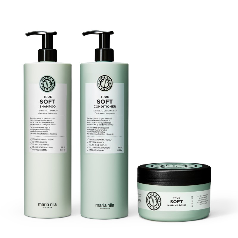 Maria Nila True Soft Shampoo + Conditioner 1000ml & Masque 250ml Maria Nila True Soft Shampoo + Conditioner 1000ml & Masque 250ml