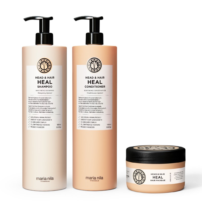 Maria Nila Head & Hair Heal Shampoo + Conditioner 1000ml & Masque 250ml Maria Nila Head & Hair Heal Shampoo + Conditioner 1000ml & Masque 250ml