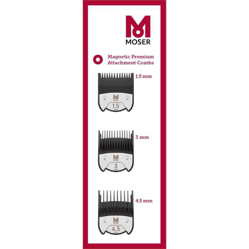 Moser Magnetic Premium Attachment Combs 3 Pack Moser Magnetic Premium Attachment Combs 3 Pack