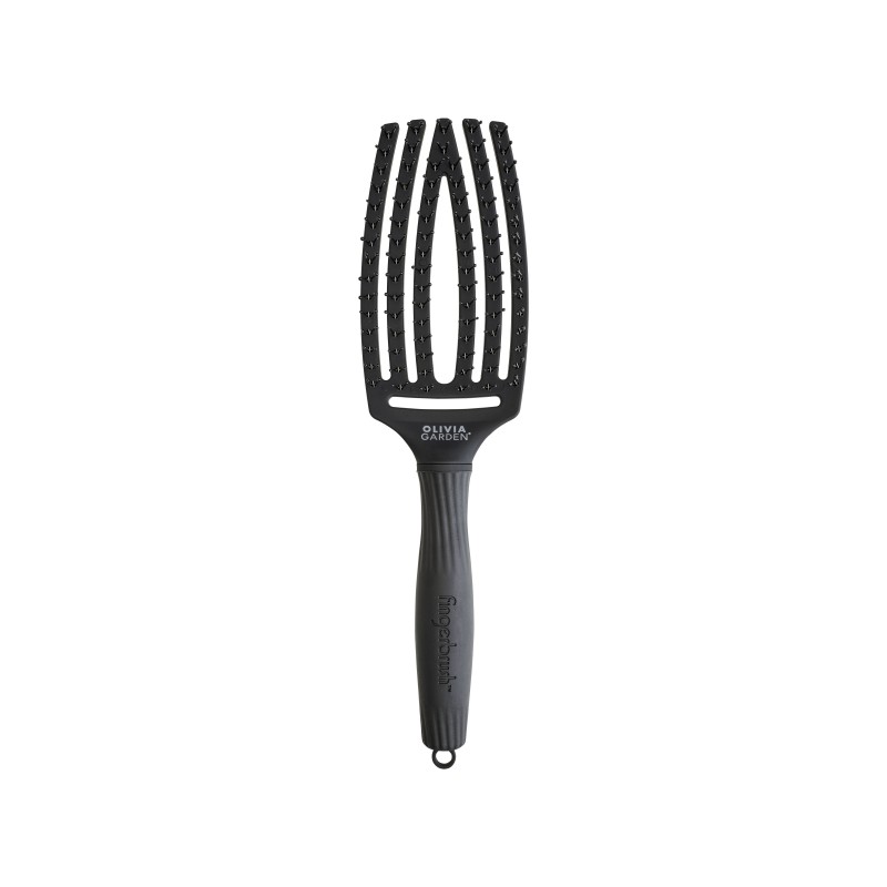 Olivia Garden Fingerbrush Care Ionic Double Bristles Black M