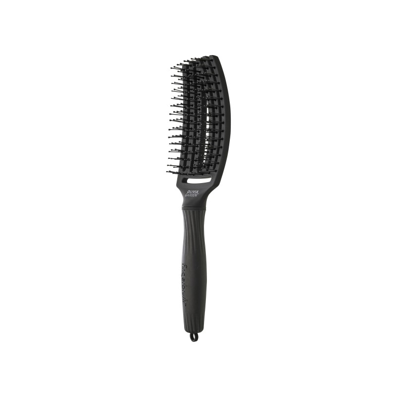 Olivia Garden Fingerbrush Care Ionic Double Bristles Black M