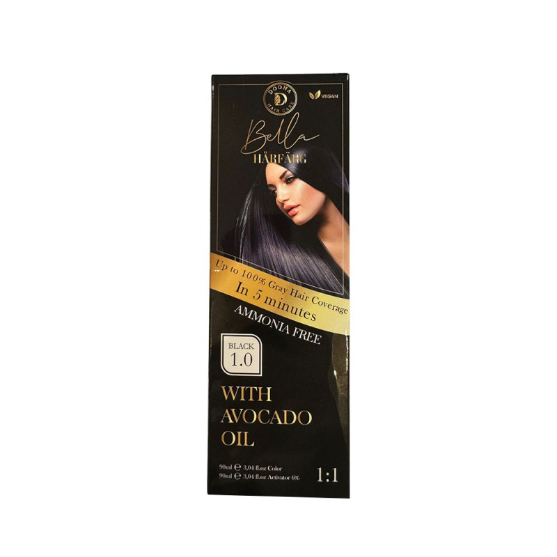 Donna Haircare Bella Hårfärg  Black 1.0 90ml Donna Haircare Bella Hårfärg  Black 1.0 90ml