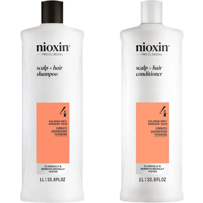 Nioxin System 4 Shampoo + Conditioner 1000 ml Duo för färgat tunt hår