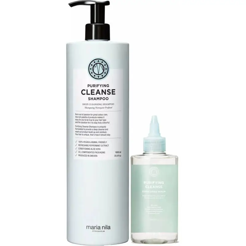 Maria Nila Purifying Cleanse Duo – Shampoo 1000 ml & Exfoliating Serum
