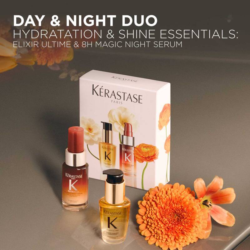 Kérastase Nutritive 8H Magic Night Serum 30 ml & Elixir Ultime L'Huile Originale Hair Oil Mini 30ml Duo Spring Set 2026