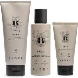 Björk VÄXA Hair & Body Oil 125ml + Body Cream 200ml + SOS Face & Body Balm 50ml - Trio