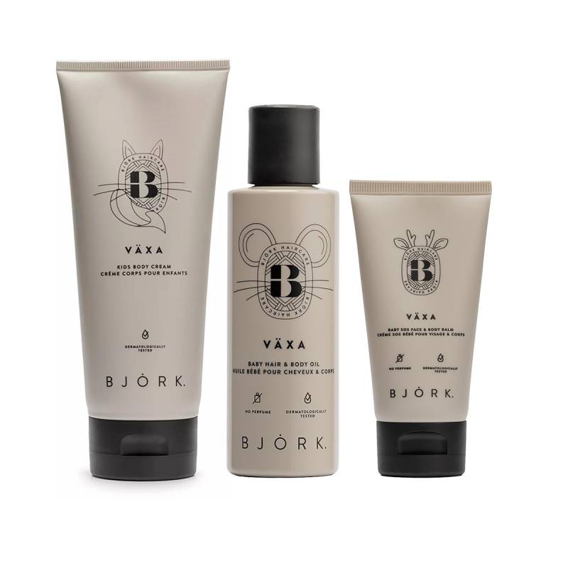 Björk VÄXA Hair & Body Oil 125ml + Body Cream 200ml + SOS Face & Body Balm 50ml - Trio