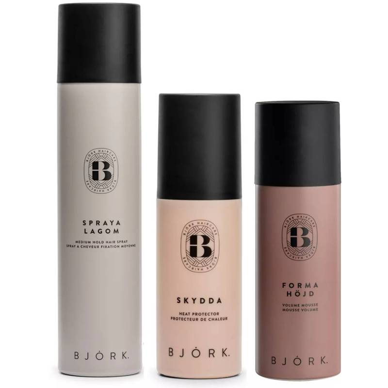 Björk Styling Bundle Hairspray 300ml + Volume Mousse 200ml + Heat Protector 150ml - Trio