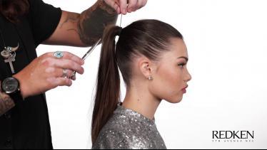 Simple, sleek, swept back style created with Redke