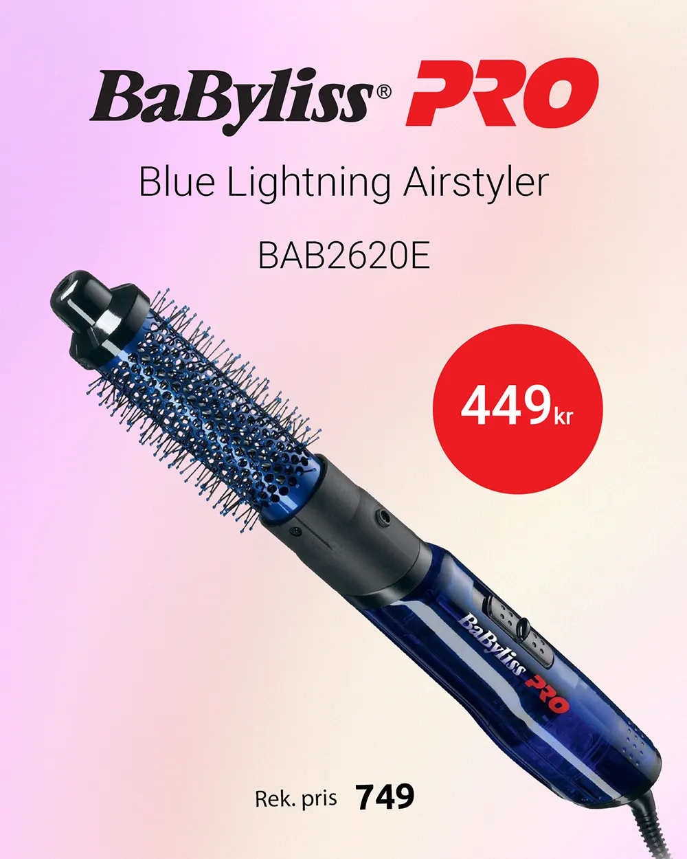 BaBylissPRO Blue Lightning Airstyler med 40% rabatt